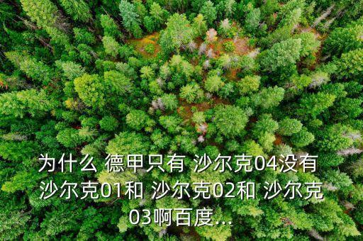 為什么 德甲只有 沙爾克04沒(méi)有 沙爾克01和 沙爾克02和 沙爾克03啊百度...