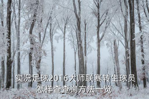  實(shí)況足球2016大師聯(lián)賽轉(zhuǎn)生球員怎樣查查詢方法一覽