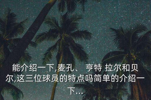 能介紹一下,麥孔、 亨特 拉爾和貝爾,這三位球員的特點(diǎn)嗎簡單的介紹一下...
