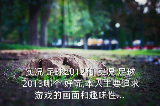  實(shí)況 足球2012和 實(shí)況 足球 2013哪個 好玩,本人主要追求游戲的畫面和趣味性...