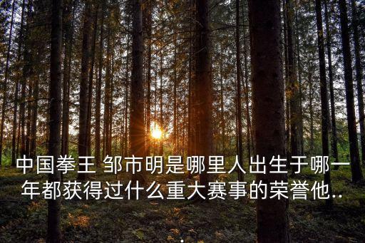 中國拳王 鄒市明是哪里人出生于哪一年都獲得過什么重大賽事的榮譽(yù)他...
