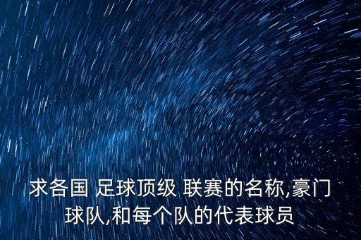 求各國 足球頂級 聯(lián)賽的名稱,豪門球隊,和每個隊的代表球員