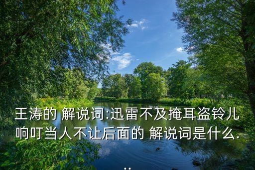 王濤的 解說詞:迅雷不及掩耳盜鈴兒響叮當人不讓后面的 解說詞是什么...