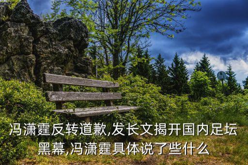 馮瀟霆反轉(zhuǎn)道歉,發(fā)長(zhǎng)文揭開(kāi)國(guó)內(nèi)足壇黑幕,馮瀟霆具體說(shuō)了些什么
