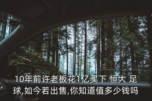 10年前許老板花1億買(mǎi)下 恒大 足球,如今若出售,你知道值多少錢(qián)嗎