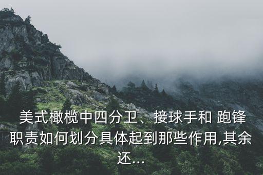  美式橄欖中四分衛(wèi)、接球手和 跑鋒職責(zé)如何劃分具體起到那些作用,其余還...