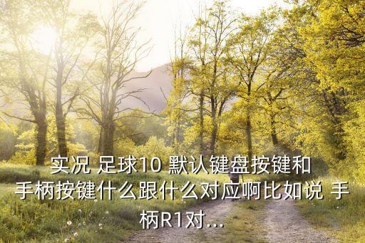 實況 足球10 默認鍵盤按鍵和 手柄按鍵什么跟什么對應啊比如說 手柄R1對...