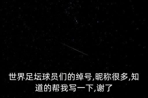 世界足壇球員們的綽號,昵稱很多,知道的幫我寫一下,謝了