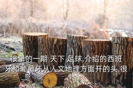 很早的一期 天下 足球,介紹的西班牙和葡萄牙從人文地理方面開(kāi)的頭,很...