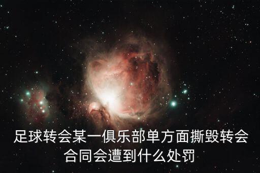  足球轉(zhuǎn)會(huì)某一俱樂(lè)部單方面撕毀轉(zhuǎn)會(huì)合同會(huì)遭到什么處罰