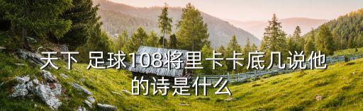  天下 足球108將里卡卡底幾說他的詩(shī)是什么