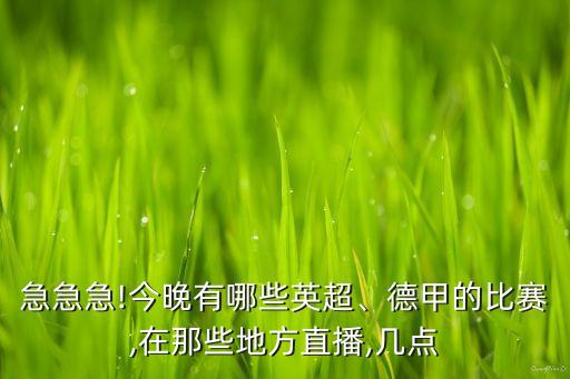 急急急!今晚有哪些英超、德甲的比賽,在那些地方直播,幾點