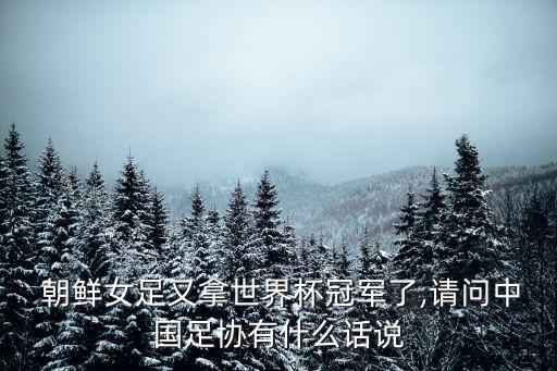  朝鮮女足又拿世界杯冠軍了,請(qǐng)問(wèn)中國(guó)足協(xié)有什么話說(shuō)